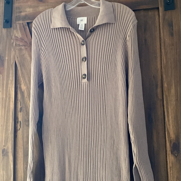 NWOT H&M Tan Bodycon Knit Dress - Picture 2 of 7